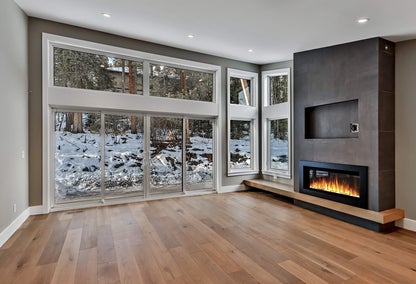Modern living room and fireplace
