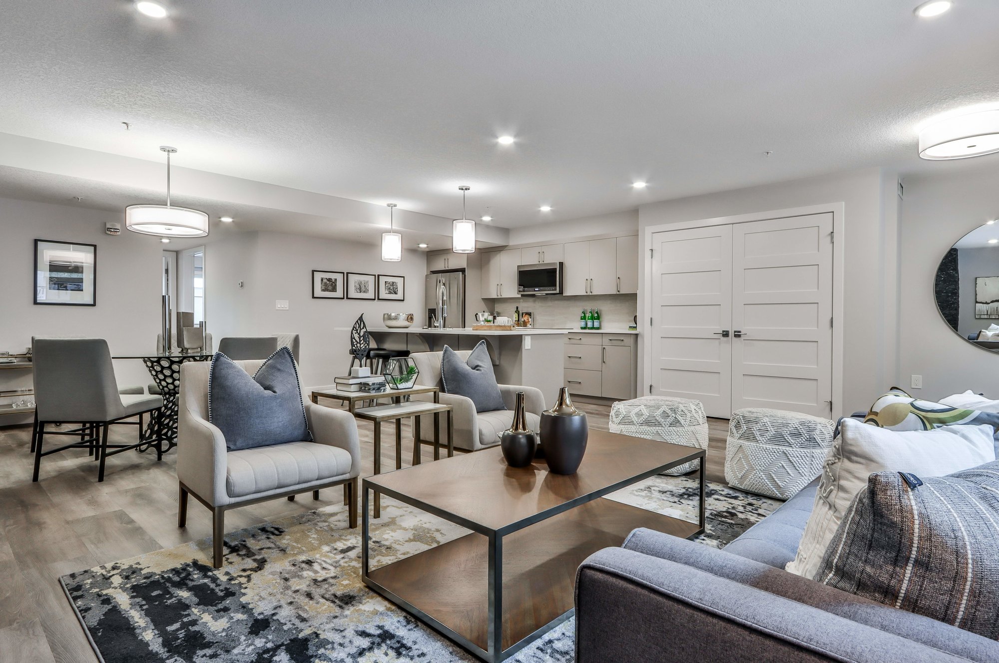 Modern living room and kitchen